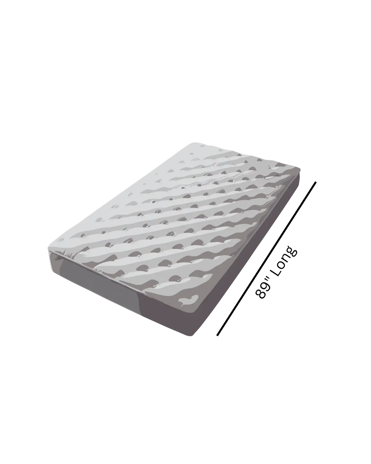 A rendered image of an extra-long twin mattress