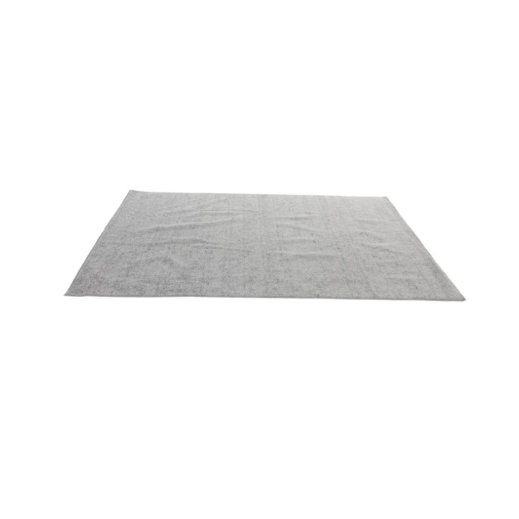 A large grey rug
